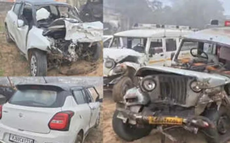 सीकर: रींगस-खाटूश्यामजी रोड पर स्विफ्ट कार और सवारी गाड़ी की भयानक भिड़ंत, तीन युवकों की मौत, दो गंभीर घायल