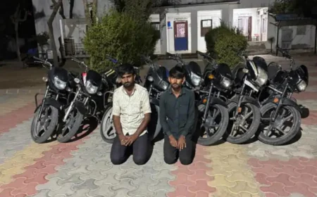 बाड़मेर में मोटरसाइकिल चोरी की 9 वारदातों का खुलासा: दो आरोपी गिरफ्तार, 8 बाइक बरामद