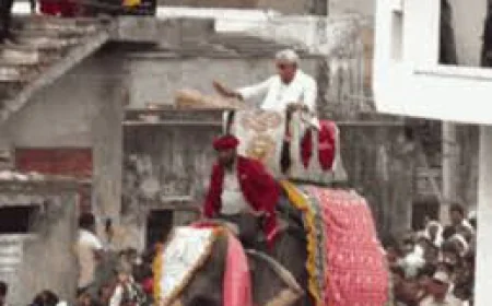 सवाईमाधोपुर में हाथी पर सवार होकर दंगल पहुंचे कृषि मंत्री किरोड़ी लाल मीणा, लोक कलाकारों संग जमकर झूमे