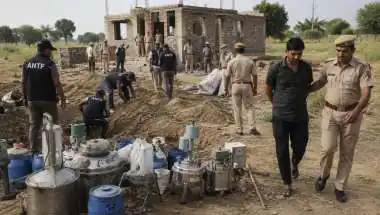 सांचौर में निर्माणाधीन मकान की आड़ में चल रही थी MD की फैक्ट्री, जमीन में दबी मिली मशीनें और केमिकल